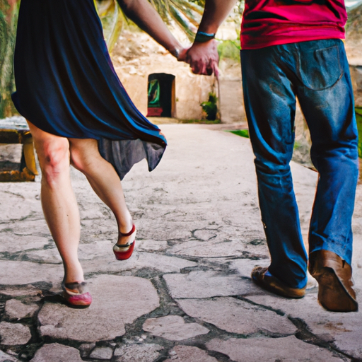 A couple holding hands in a unique and unexpected setting, symbolizing love found in unconventional places.